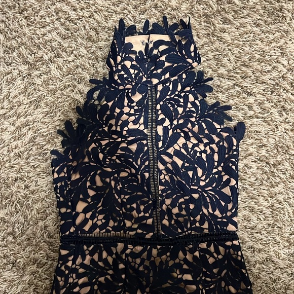 XS Lulus navy with nude underlining midi dress - Picture 6 of 6